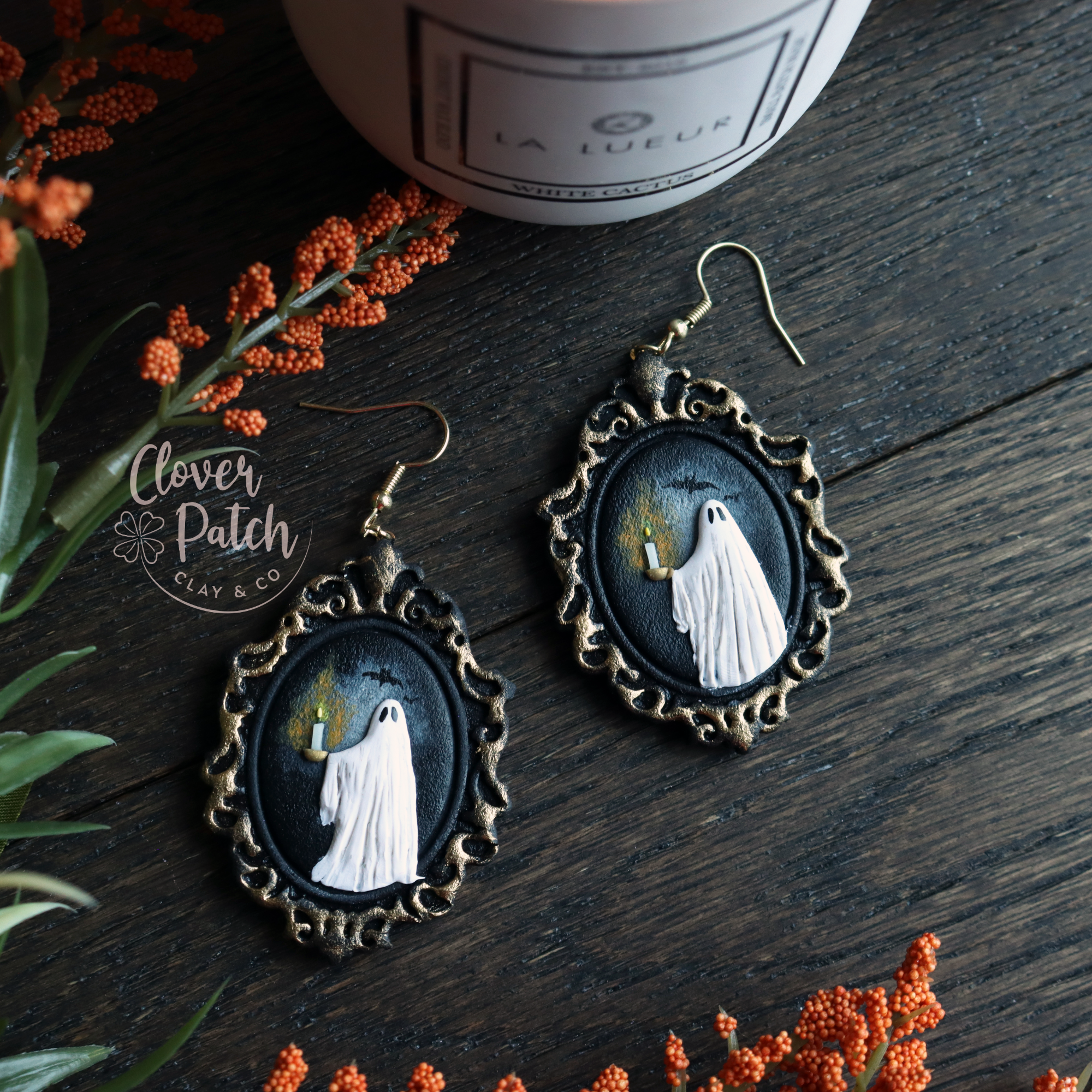 Haunted Ghost Candle Earrings